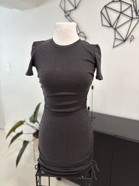 Zara Ruched Side Mini Dress Ribbed Bodycon Short Sleeve Size S